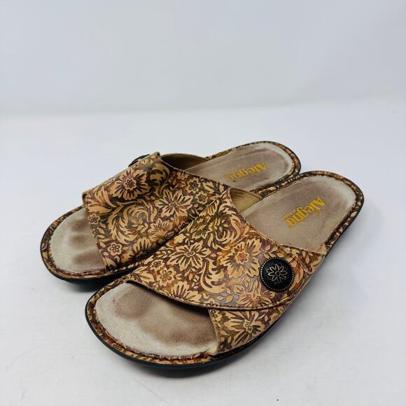 Alegria Vivica Floral Slide Sandals Brown Open Toe Comfort Shoes Clogs Size 41 - Picture 11 of 11